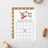 Retro Vintag Rentier Weihnachtsdusche Bingo Mitteilungskarte (Vorderseite/Rückseite Beispiel)