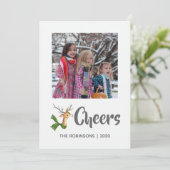 Retro Vintag Rentier Weihnachtsfamilie Foto Feiertagskarte (Stehend Vorderseite)