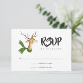 Retro Vintag Rentier Weihnachtsfeier RSVP Karte (Stehend Vorderseite)