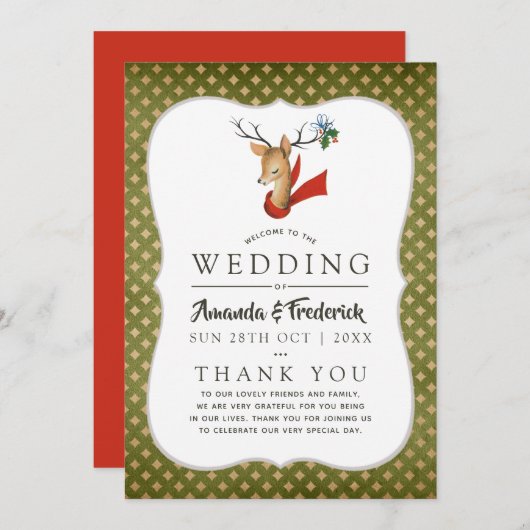 Retro Vintag Rentier Weihnachtsfeiertag Programm (Vorne/Hinten)