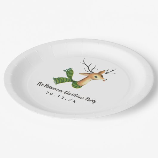 Retro Vintag Rentier Weihnachtsfest Party Pappteller (Schrägansicht)