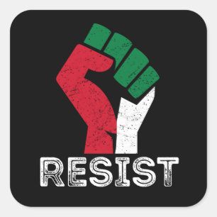 Retro Vintag Resist Palestine flag Freedom Quadratischer Aufkleber