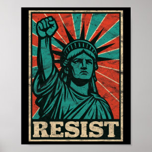 Retro Vintag Resist Trump Faschismus Statue Liber Poster