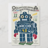 Retro Vintag Robot Einladung zum Geburtstag (Vorderseite)