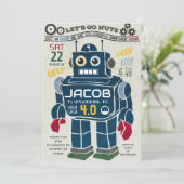 Retro Vintag Robot Einladung zum Geburtstag (Stehend Vorderseite)