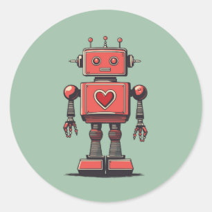Retro Vintag Robot Runder Aufkleber