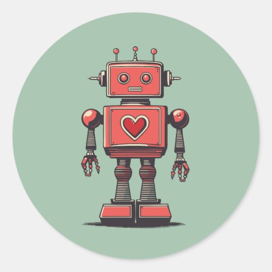 Retro Vintag Robot Runder Aufkleber (Vorderseite)