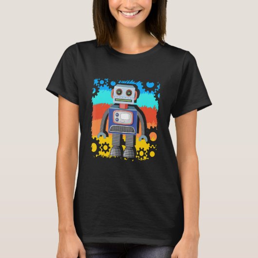 Retro Vintag Robotics Machinery Robotics T-Shirt (Vorderseite)