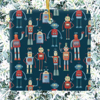 Retro Vintag Robots Keramik Ornament