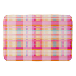 Retro Vintag rosa Kariertes Muster in Pasten Badematte