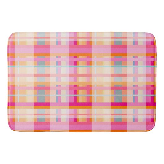 Retro Vintag rosa Kariertes Muster in Pasten Badematte (Vorderseite)