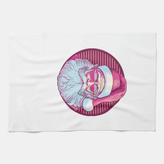 Retro Vintag rosa Santa clus Geschirrtuch (Horizontal)