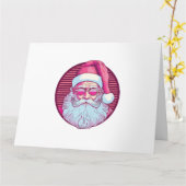 Retro Vintag rosa Santa clus Karte (Gelbe Blume)