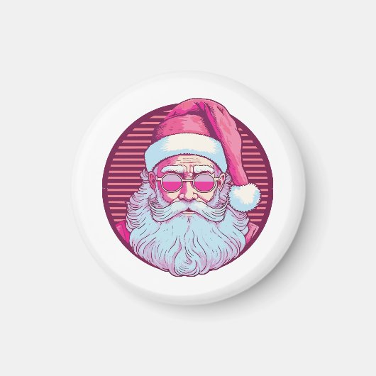 Retro Vintag rosa Santa clus Magnet (Vorne)
