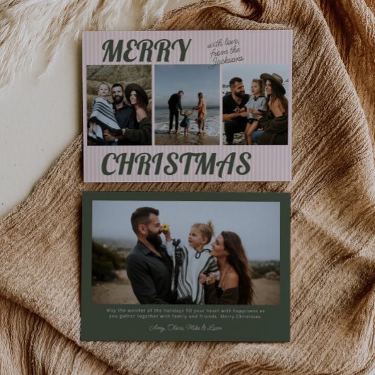 Retro Vintag rosa Streifen Foto Weihnachten