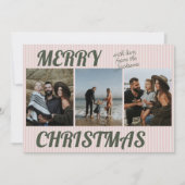 Retro Vintag rosa Streifen Foto Weihnachten (Vorderseite)