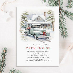 Retro Vintag Sage Farm Truck Weihnachtshaus Einladung