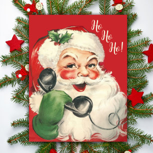 Retro Vintag Santa auf dem Telefon Custom Weihnach Feiertagskarte