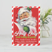 Retro Vintag Santa Claus Custom Party Einladung (Stehend Vorderseite)