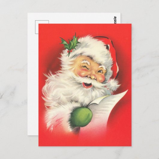 Retro Vintag Santa Claus Postkarte (Vorne/Hinten)