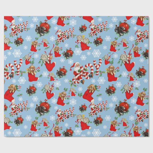 Retro Vintag Santa Claus Urlaub Geschenkpapier (Flach)