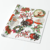Retro Vintag Santa Claus Urlaubspapier Geschenkpapier (Ungerollt)
