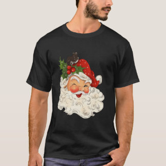 Retro Vintag Santa Claus Winking Weihnachten T-Shirt