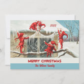 Retro Vintag Santa Elves Custom Frohe Weihnachten (Vorderseite)