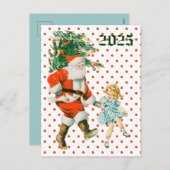 Retro Vintag Santa & Girl Weihnachten (Vorne/Hinten)