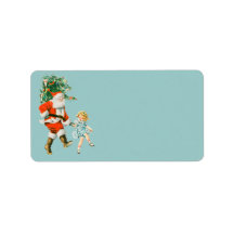 Retro Vintag Santa & Girl Weihnachten