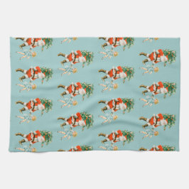 Retro Vintag Santa & Girl Weihnachten Geschirrtuch