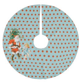 Retro Vintag Santa & Girl Weihnachten Polyester Weihnachtsbaumdecke