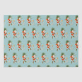 Retro Vintag Santa & Girl Weihnachten Seidenpapier (Vorderseite)