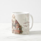 Retro Vintag Santa Holly Frohe Weihnachten Kaffeetasse (VorderseiteRechts)