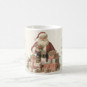 Retro Vintag Santa Holly Frohe Weihnachten Kaffeetasse
