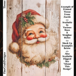 Retro Vintag Santa on Rustic Wood EL1L Decoupage Seidenpapier