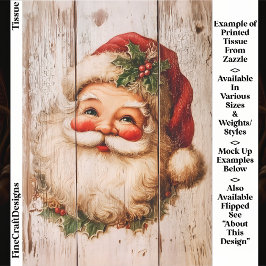 Retro Vintag Santa on Rustic Wood EL1R Decoupage Seidenpapier