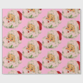 Retro Vintag Santa Pink Weihnachten Geschenkpapier (Flach)