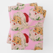 Retro Vintag Santa Pink Weihnachten Geschenkpapier Set (Beispiel)
