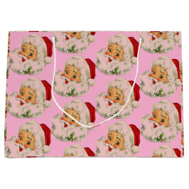 Retro Vintag Santa Pink Weihnachten Große Geschenktüte