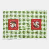 Retro Vintag Santa, Rentier und Holly Geschirrtuch (Horizontal)