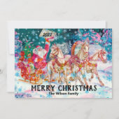 Retro Vintag Santa Sleigh Custom Frohe Weihnachten (Vorderseite)