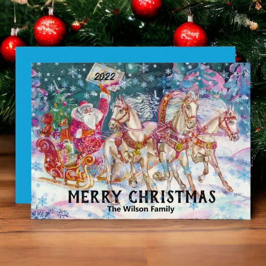 Retro Vintag Santa Sleigh Custom Frohe Weihnachten