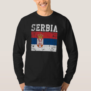 Retro Vintag Serbien Flag Serbische Wurzeln T-Shirt