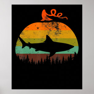 Retro Vintag Shark Pumpkin Halloween Geschenke Poster