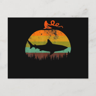 Retro Vintag Shark Pumpkin Halloween Geschenke Postkarte