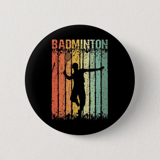 Retro Vintag Shuttle Player Badminton Button (Vorderseite)