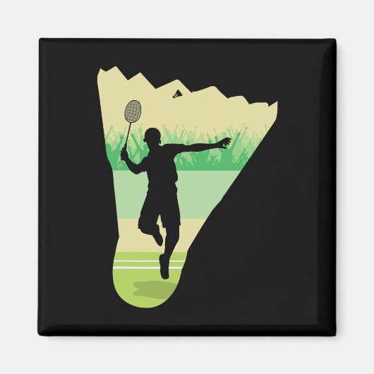 Retro Vintag Shuttle Player Badminton Magnet (Vorne)