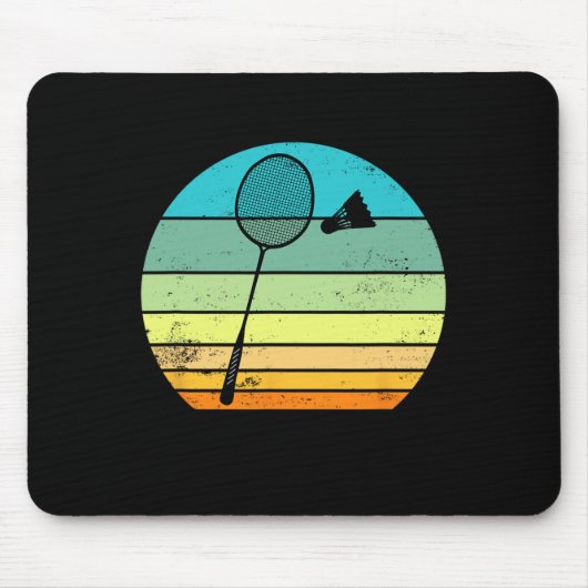 Retro Vintag Shuttle Racket Badminton Player Mousepad (Vorne)