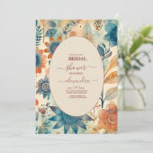 Retro Vintag Sixties Terracotta Bridal Einladung (Stehend Vorderseite)